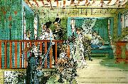Carl Larsson namnsdag pa harbret oil painting reproduction